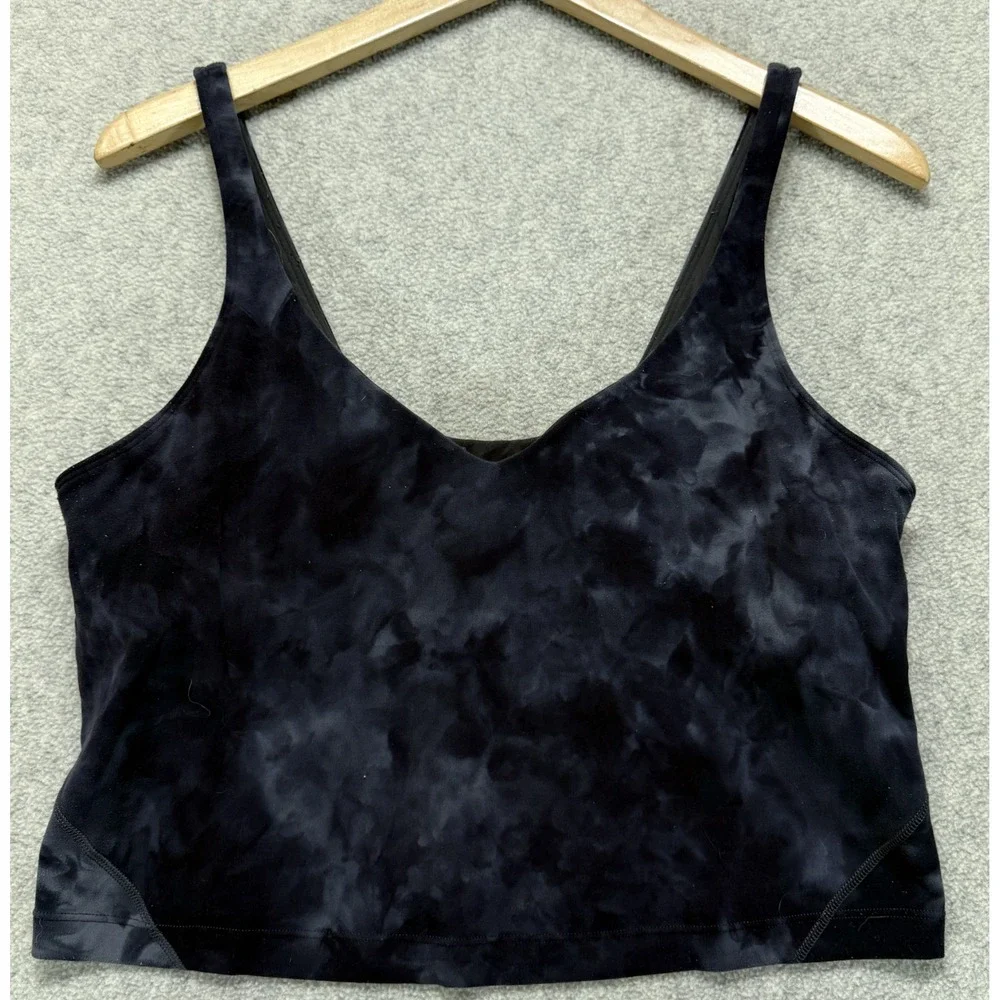 Lululemon Womens Align Tank Top Gray Navy Diamond Dye Four Way Stretch Sporty 12